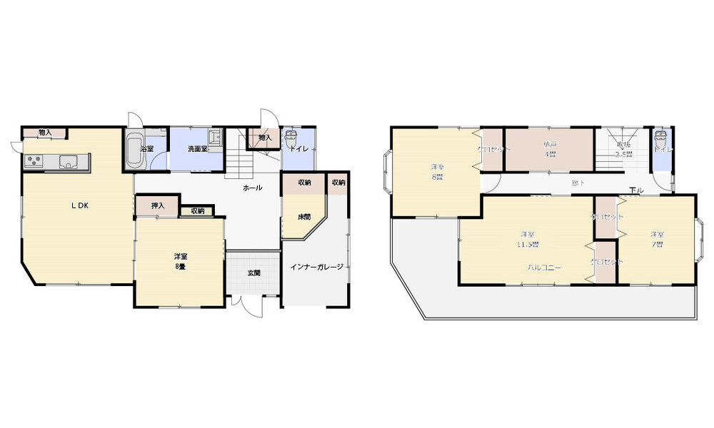 玄関横の和室を「アトリエ」に一新し、水回り・LDKの動線も最適化したリノベーション後の間取り