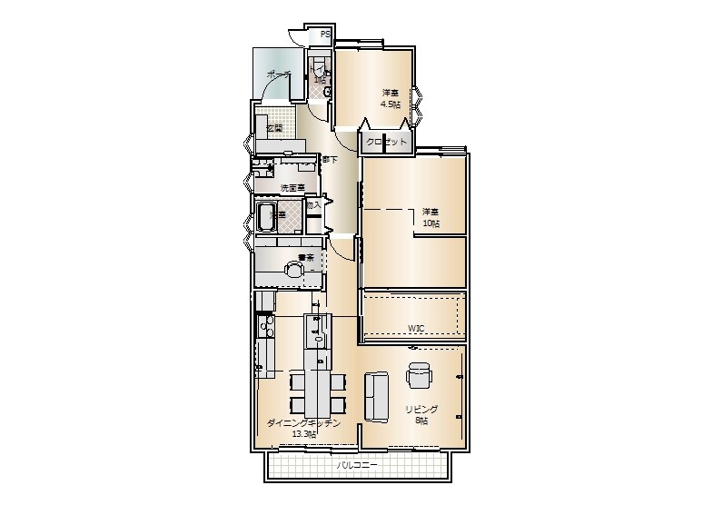 構造上取り除けない壁や梁がありましたが、開放感のある空間になりました。