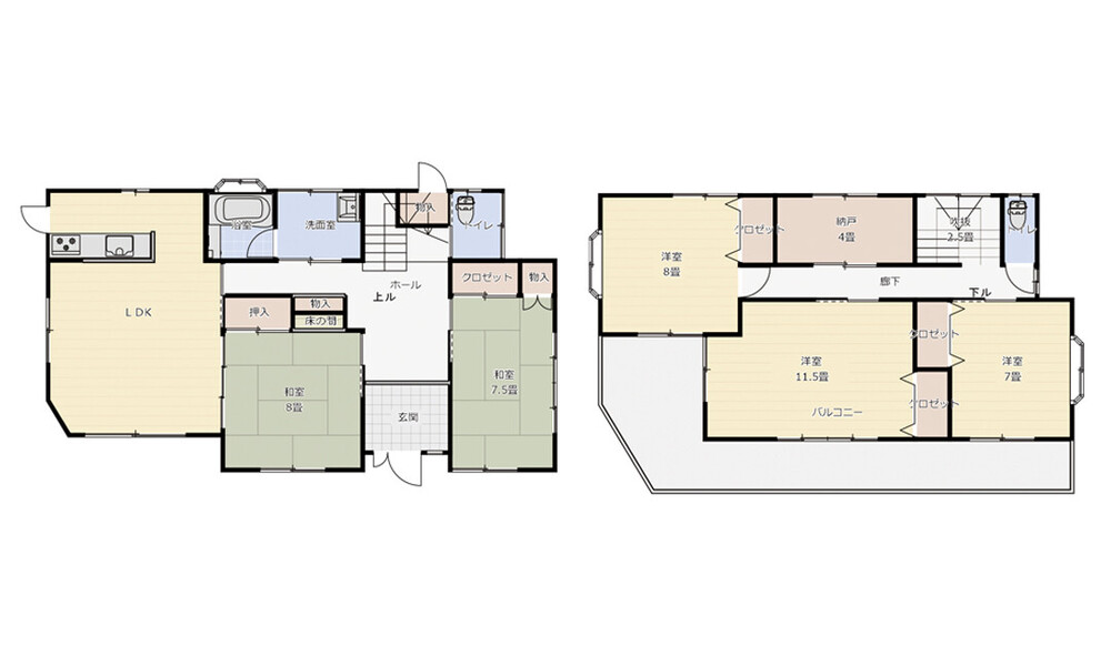 玄関横の和室を「アトリエ」に一新し、水回り・LDKの動線も最適化したリノベーション後の間取り