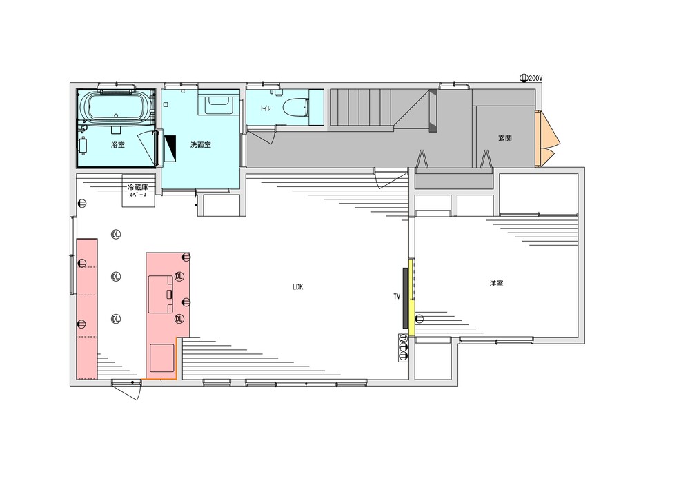 キッチンをフラット対面式に変更し、背面には家電もすっきり収まる大容量のカップボードを新設しました。和室はモダンな洋室へと変更し、リビングとの間の壁にはすっきりと見やすい壁掛けテレビを設置。